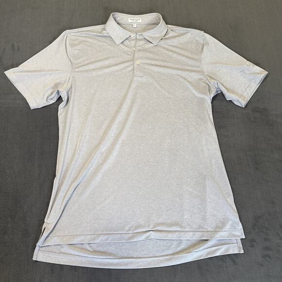 Mens Peter Millar Summer Comfort Gray Stripe Stretch Polo Size Large - Picture 1 of 6
